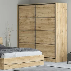 Garnero Arredamenti Armadio 180x200h cm 2 ante scorrevoli moderno quercia Tamika Discount