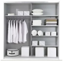 Garnero Arredamenti Armadio 221x210h cm 2 ante scorrevoli con specchio bianco Pascal Gihome® Bianco Opaco Sale