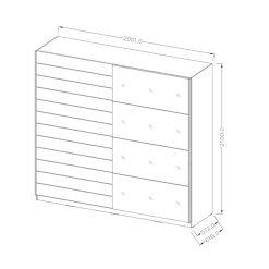 Garnero Arredamenti Armadio 200x210h cm 2 ante scorrevoli con specchio Cortina Gihome® Bianco Frassinato