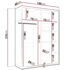 Garnero Arredamenti Armadio 150x210h cm 2 ante scorrevoli con specchio bianco Lilly Sale