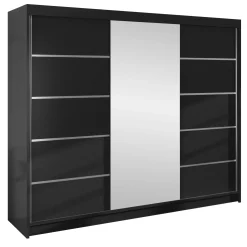 Garnero Arredamenti Armadio 200x215h cm 2 ante scorrevoli con specchio Silven Nero Opaco Clearance