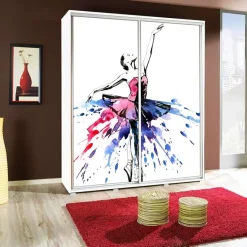 Garnero Arredamenti Armadio 155x215h cm 2 ante scorrevoli moderno Eliot Stampa Ballerina Hot