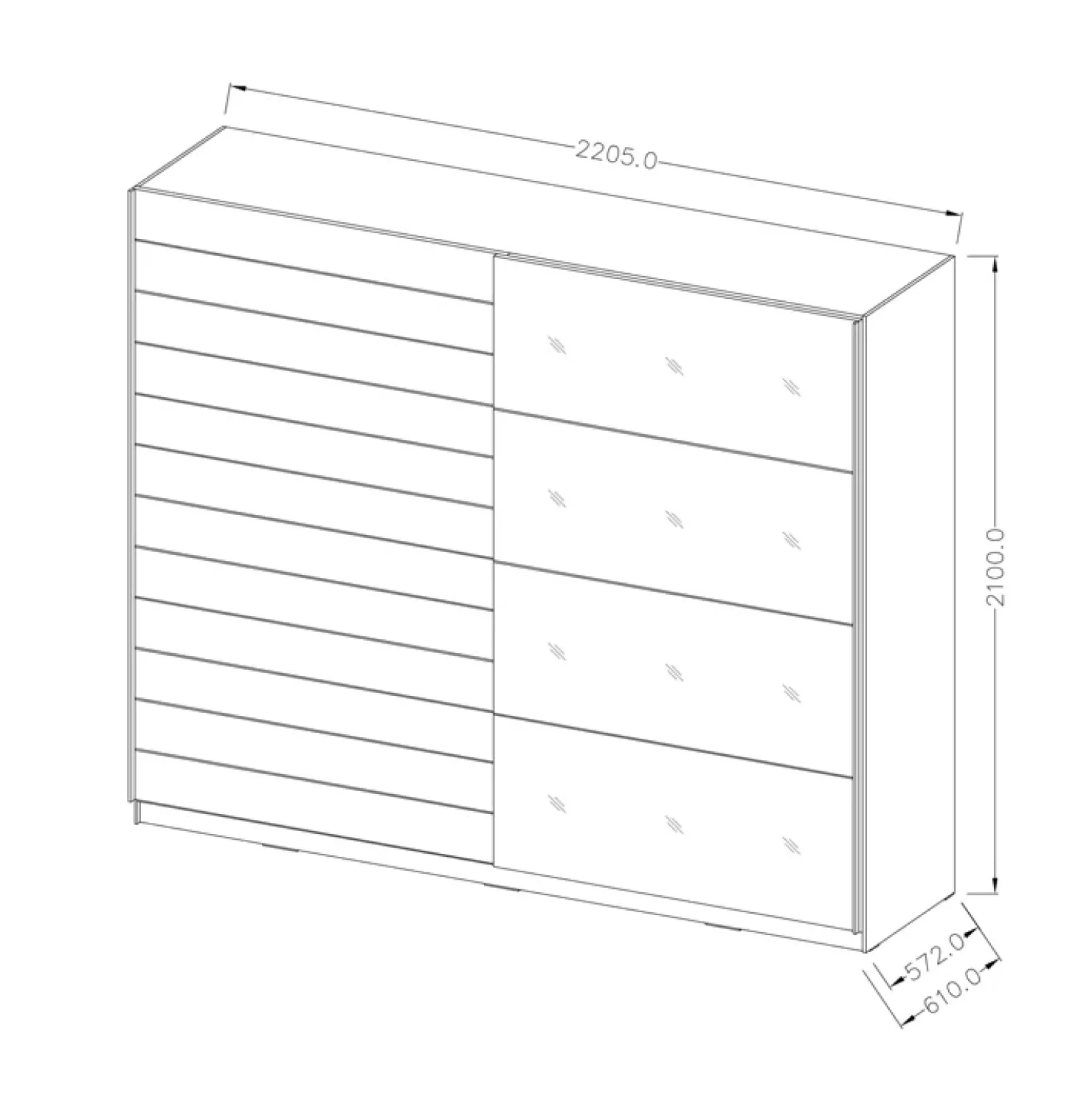 Garnero Arredamenti Armadio 220x210h cm 2 ante scorrevoli Cortina Gihome® Bianco Frassinato Sale