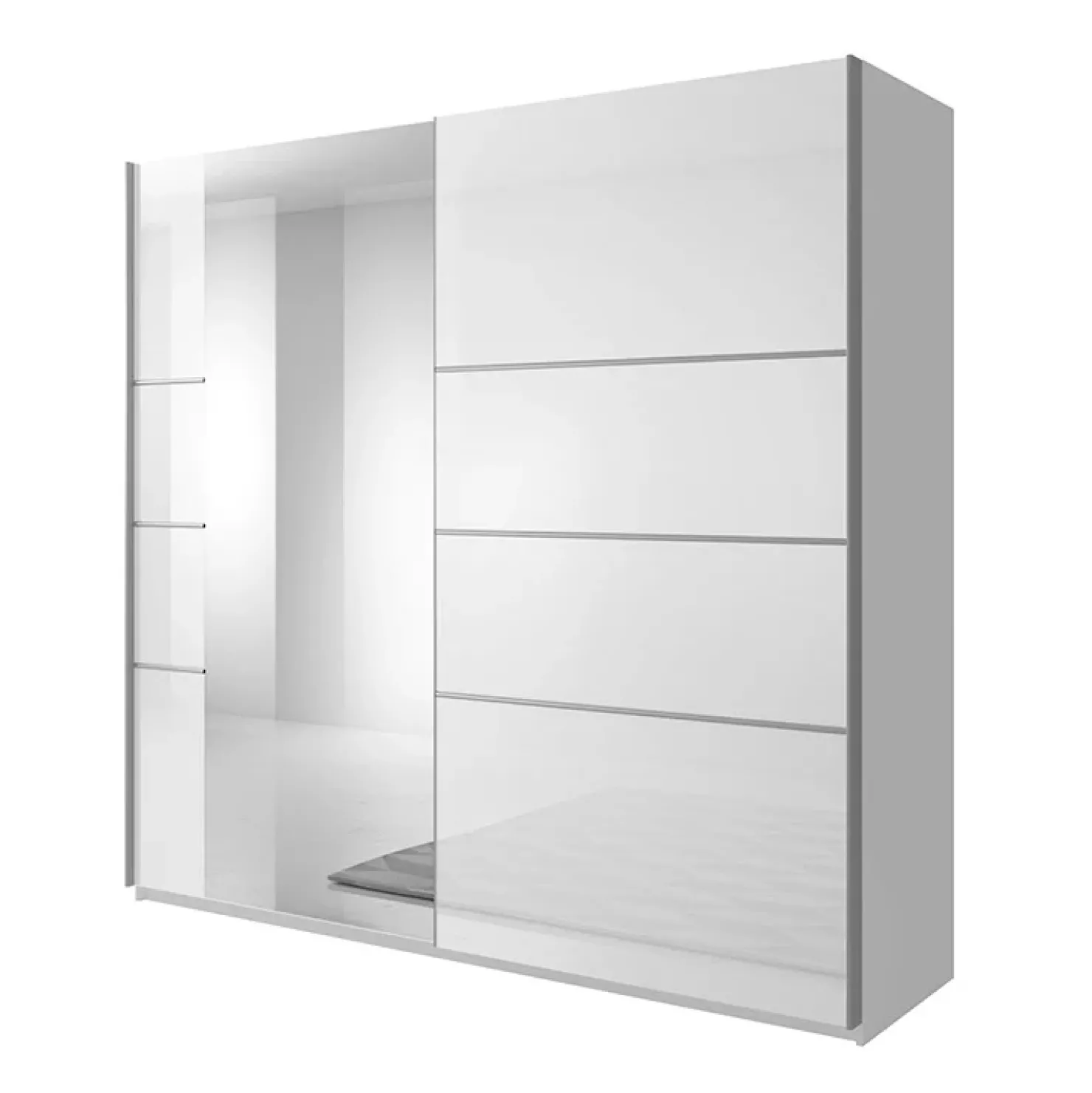 Garnero Arredamenti Armadio 200x210h cm 2 ante scorrevoli con specchio bianco lucido Marcus Gihome® Online