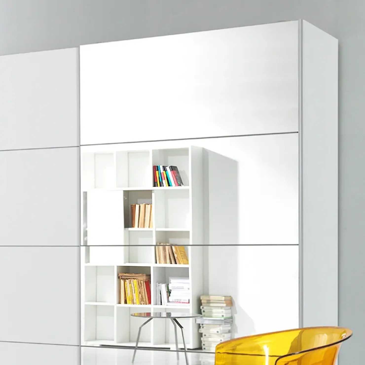 Garnero Arredamenti Armadio 200x210h cm 2 ante scorrevoli con specchio bianco opaco Pascal Gihome® Clearance