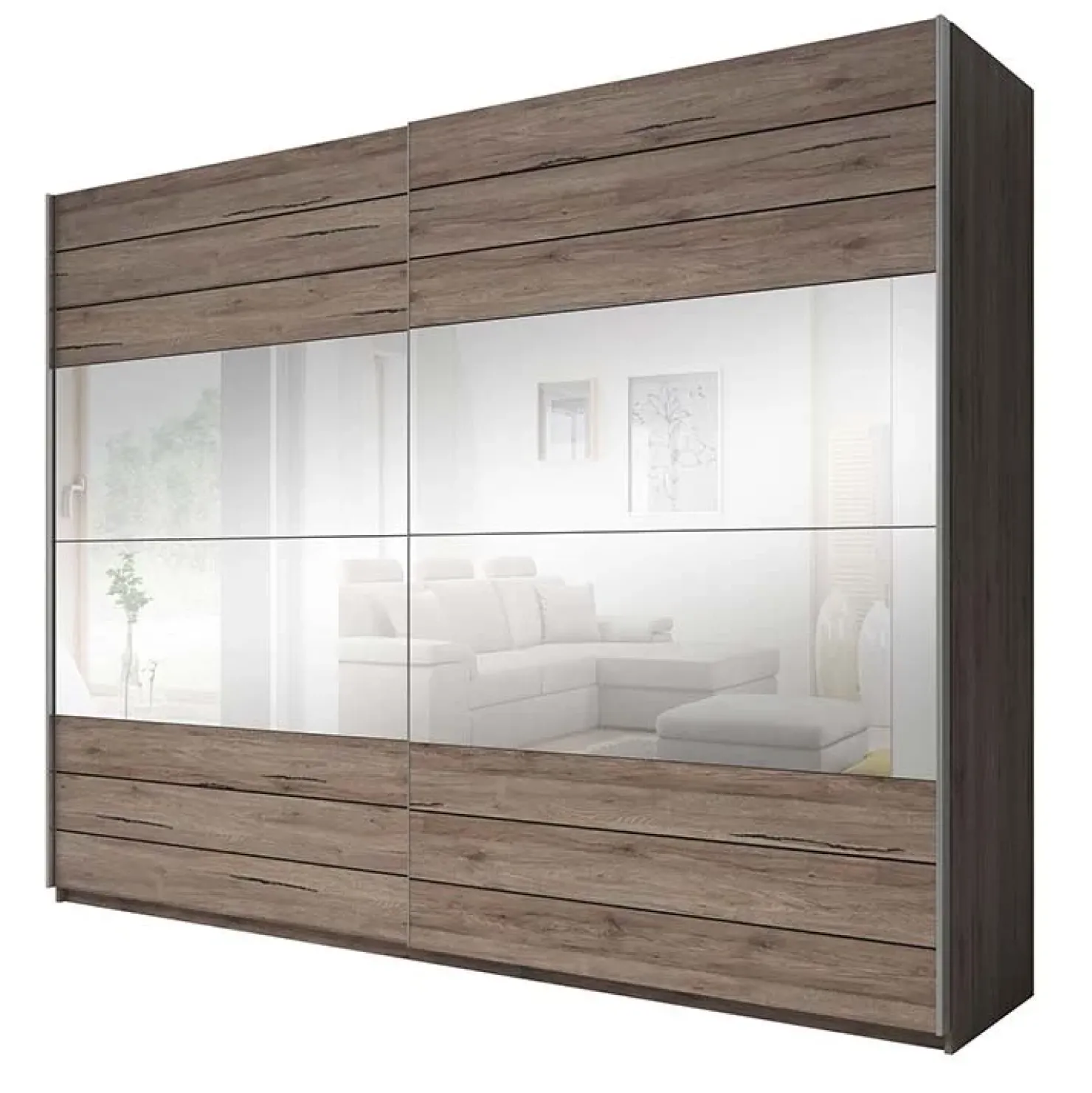 Garnero Arredamenti Armadio 270x210h cm 2 ante scorrevoli con specchio rovere scuro Brock Gihome®