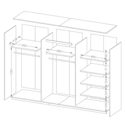 Garnero Arredamenti Armadio 270x210h cm 2 ante scorrevoli con specchio rovere scuro Brock Gihome®