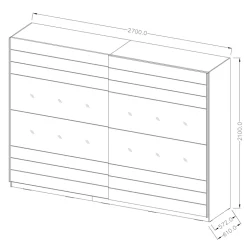 Garnero Arredamenti Armadio 270x210h cm 2 ante scorrevoli con specchio rovere scuro Brock Gihome®