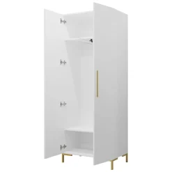 Garnero Arredamenti Armadio 74x196h cm 2 ante soggiorno moderno bianco oro Nuvia Bianco Opaco - Oro New