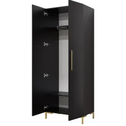 Garnero Arredamenti Armadio 74x196h cm 2 ante soggiorno moderno nero oro Nuvia Nero Opaco - Oro New