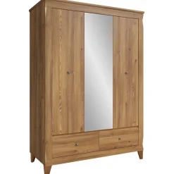 Garnero Arredamenti Armadio 144x202h cm 3 ante specchio rovere scuro Lucca Clearance