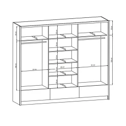 Garnero Arredamenti Armadio 254x214h cm 3 cassetti 3 ante con specchio bianco lucido Tom Gihome® Discount