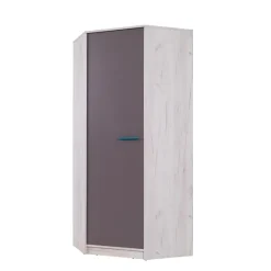 Garnero Arredamenti Armadio 85x195h cm ad angolo cameretta pino bianco grigio blu Maya Gihome® Hot