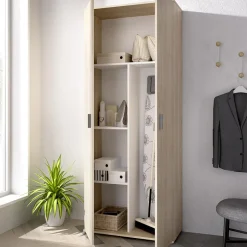 Garnero Arredamenti Armadio 78x190h cm due ante con ripiani multiuso vano porta scope legno Ander Discount