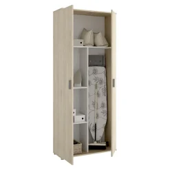 Garnero Arredamenti Armadio 78x190h cm due ante con ripiani multiuso vano porta scope legno Ander Discount