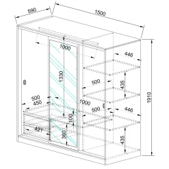 Garnero Arredamenti Armadio 150x191h cm scorrevole con specchio Collodi Noce Hot