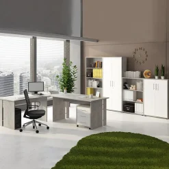 Garnero Arredamenti Arredo ufficio completo bianco frassinato cemento Woody Bianco Frassinato - Cemento