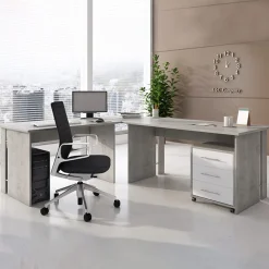 Garnero Arredamenti Arredo ufficio completo bianco frassinato cemento Woody Bianco Frassinato - Cemento