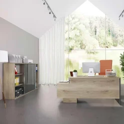 Garnero Arredamenti Arredo ufficio completo moderno rovere antracite lucido Time 7 Outlet