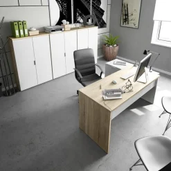 Garnero Arredamenti Arredo ufficio completo moderno bianco opaco rovere natura Work 1 Online