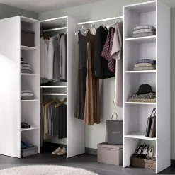 Garnero Arredamenti Cabina armadio angolare 226x186h cm 3 scomparti con appendiabiti bianco Soler Best