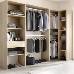 Garnero Arredamenti Cabina armadio angolare 248x187h cm 4 scomparti noce Rincon Rovere New