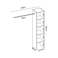 Garnero Arredamenti Cabina armadio 138x185h cm 4 ripiani con appendiabiti  bianco Fernando Bianco Opaco Clearance