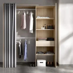 Garnero Arredamenti Cabina armadio 160x205h cm allungabile moderno aperto con tenda noce Gover Rovere New