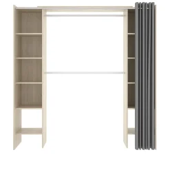 Garnero Arredamenti Cabina armadio 160x205h cm allungabile moderno aperto con tenda noce Gover Rovere New