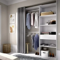 Garnero Arredamenti Cabina armadio 160x205h cm allungabile moderno aperto con tenda bianco Gover Bianco Opaco Outlet