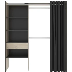 Garnero Arredamenti Cabina armadio 160x205h cm allungabile moderno con tenda rovere grafite Gover Rovere - Antracite Outlet