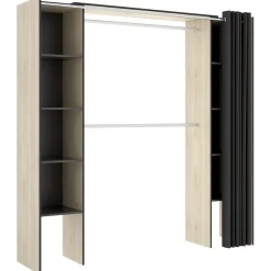 Garnero Arredamenti Cabina armadio 180x205h cm allungabile moderno aperto con tenda rovere grafite Simpli Rovere - Antracite Sale