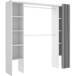 Garnero Arredamenti Cabina armadio 180x205h cm allungabile moderno aperto con tenda bianco Simpli Bianco Opaco Best