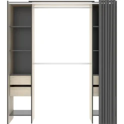 Garnero Arredamenti Cabina armadio 179x205h cm con cassetti moderno aperto rovere e grafite Loder Sale