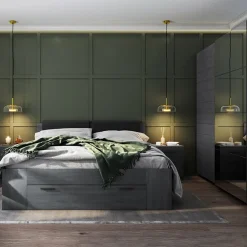 Garnero Arredamenti Camera completa con 2 comodini e armadio Cortina Gihome® Ossido Clearance