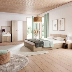 Garnero Arredamenti Camera completa matrimoniale con contenitore rovere bianco opaco Vieste New