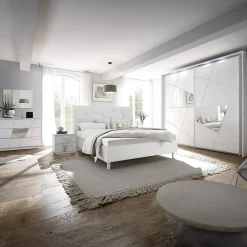 Garnero Arredamenti Camera completa matrimoniale bianco frassinato con serigrafia e specchio Olimpo