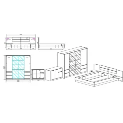 Garnero Arredamenti Camera da letto completa matrimoniale quercia bianco opaco Volga Outlet