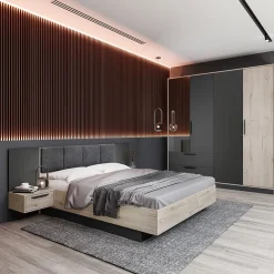 Garnero Arredamenti Camera da letto matrimoniale completa rovere antracite opaco Urbino Sale