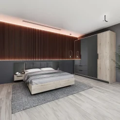 Garnero Arredamenti Camera da letto matrimoniale completa rovere antracite opaco Urbino Sale