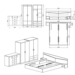 Garnero Arredamenti Camera da letto moderna completa matrimoniale Camilla 2 Noce