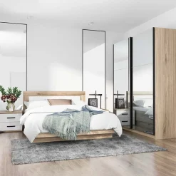 Garnero Arredamenti Camera letto completa matrimoniale rovere sonoma bianco lucido Panama Sale