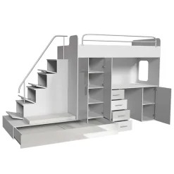 Garnero Arredamenti Cameretta bambini completa 2 letti singoli bianco rosa Diego Gihome® Bianco Lucido - Rosa Outlet