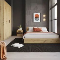 Garnero Arredamenti Cameretta completa alla francese con armadio e comodino Carrisi Rovere Rustico Hot