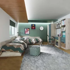 Garnero Arredamenti Cameretta completa per bambini 2 letti singoli rovere blu petrolio Tommy Outlet