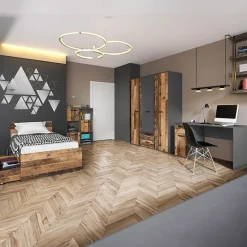Garnero Arredamenti Cameretta completa singola grafite rovere rustico Fada Hot