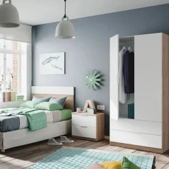Garnero Arredamenti Cameretta per bambini con testiera comodino armadio rovere bianco Abbey Outlet