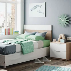 Garnero Arredamenti Cameretta per bambini con testiera comodino armadio rovere bianco Abbey Outlet