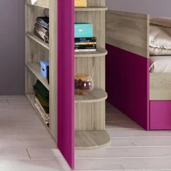 Garnero Arredamenti Cameretta 352x124cm con cabina armadio rovere fucsia Fabio Gihome® Fucsia - Rovere Outlet