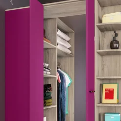 Garnero Arredamenti Cameretta 352x124cm con cabina armadio rovere fucsia Fabio Gihome® Fucsia - Rovere Outlet